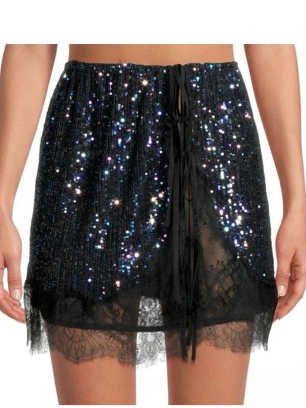 NWT FREE PEOPLE Gold Rush Half-Slip Miniskirt M